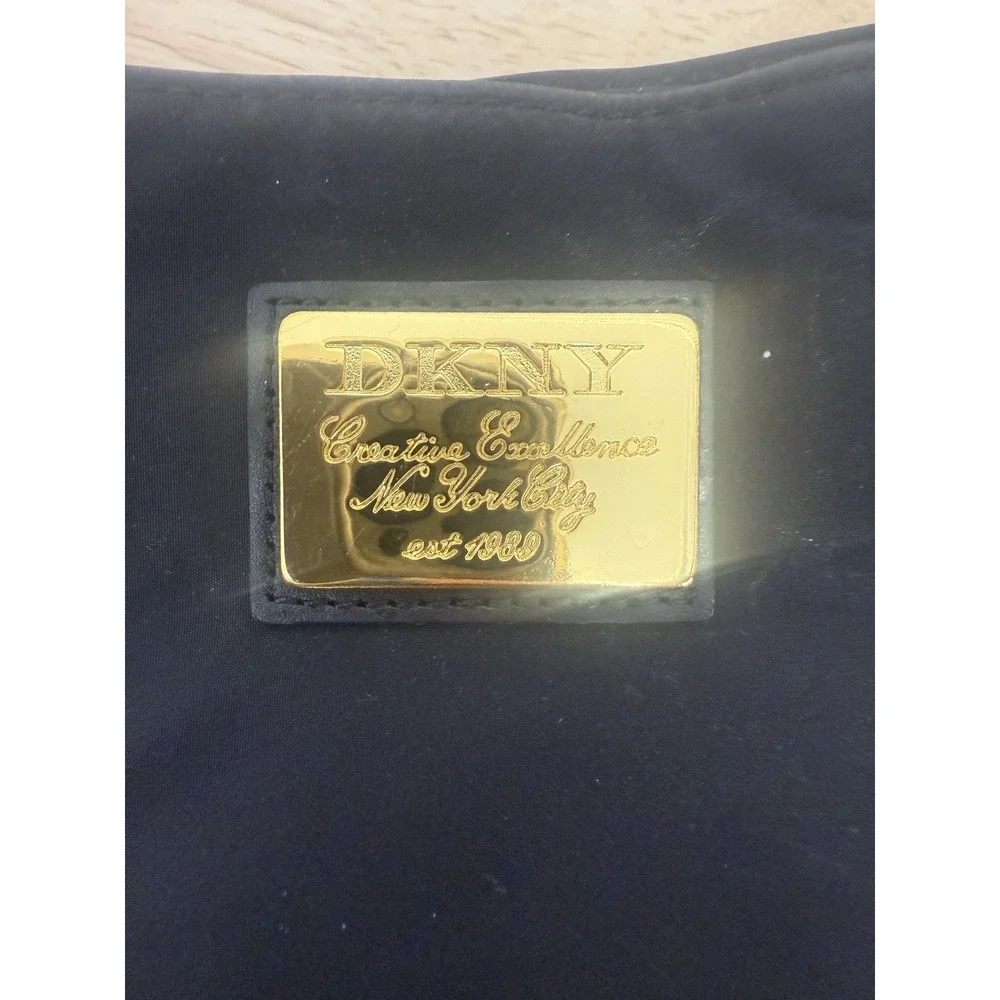 Vintage DKNY Black Zippered Y2K‎ Nylon Tote Purse Bag Double Handles #49